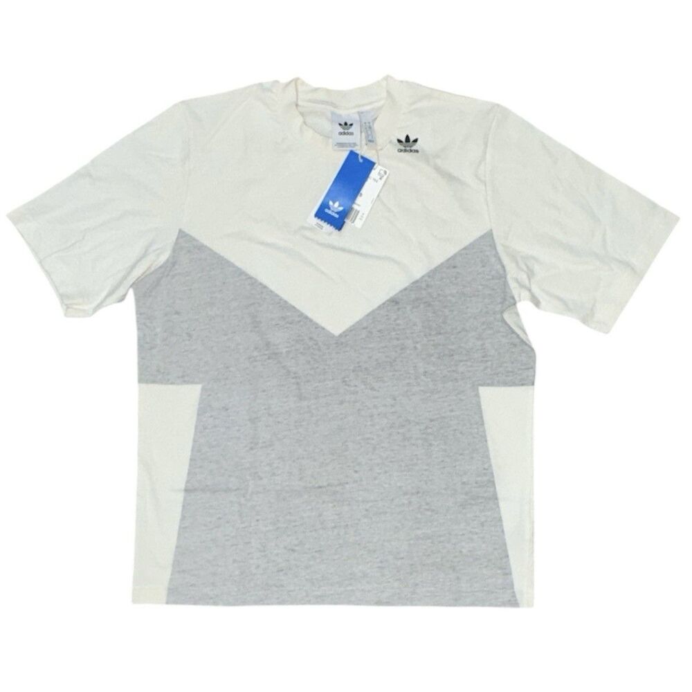 Adidas Graphic Tee Shirt Men’s S Cream Black Colorblock Chevron Streetwear NWT